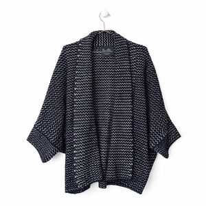 Black and White NYC Designer Knit Cardigan Coat